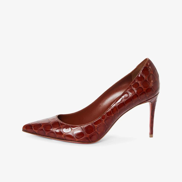Red Croc-Effect Patent Leather Pumps - ARNO CONTI