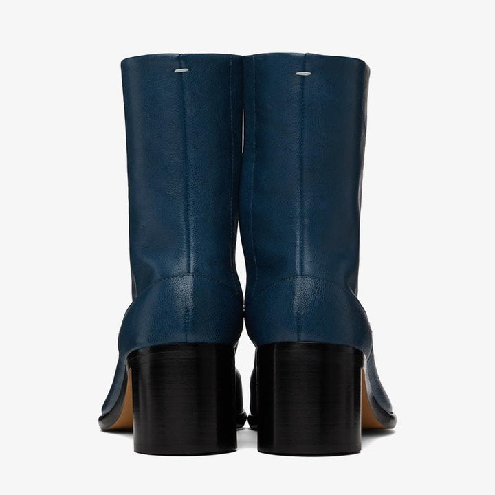 Navy Grained Leather Ankle Boots - Arno Conti Shoe