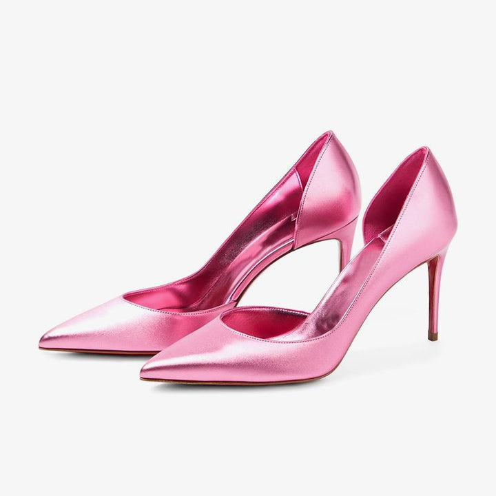 Glam Pink Pointed-Toe Calf Leather Pump - ARNO CONTI