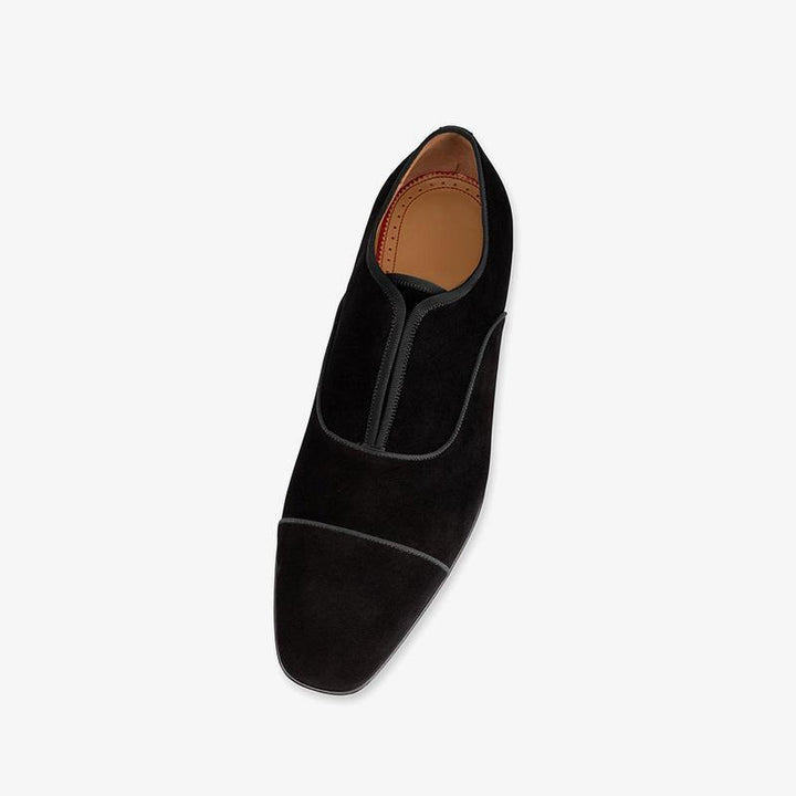 Men's Black Velvet Loafers with Open Uppers - ARNO CONTI
