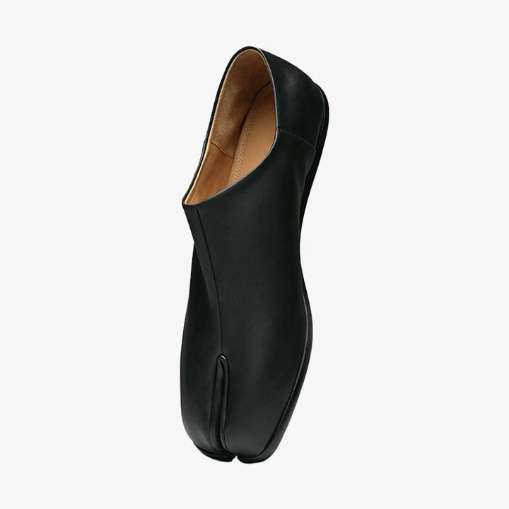 Black Calf Leather Split-Toe Shoes - Arno Conti Shoe