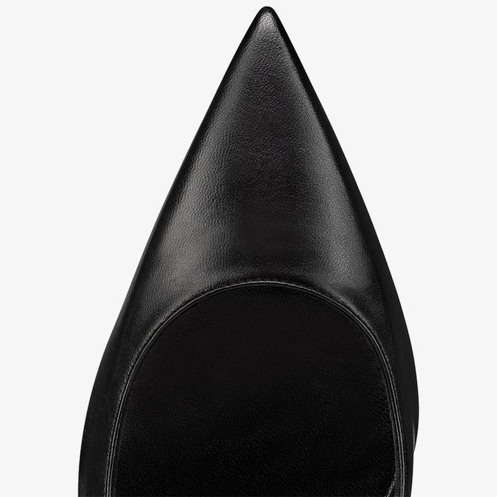 Black Leather Pointed Toe 100 mm Pump - ARNO CONTI
