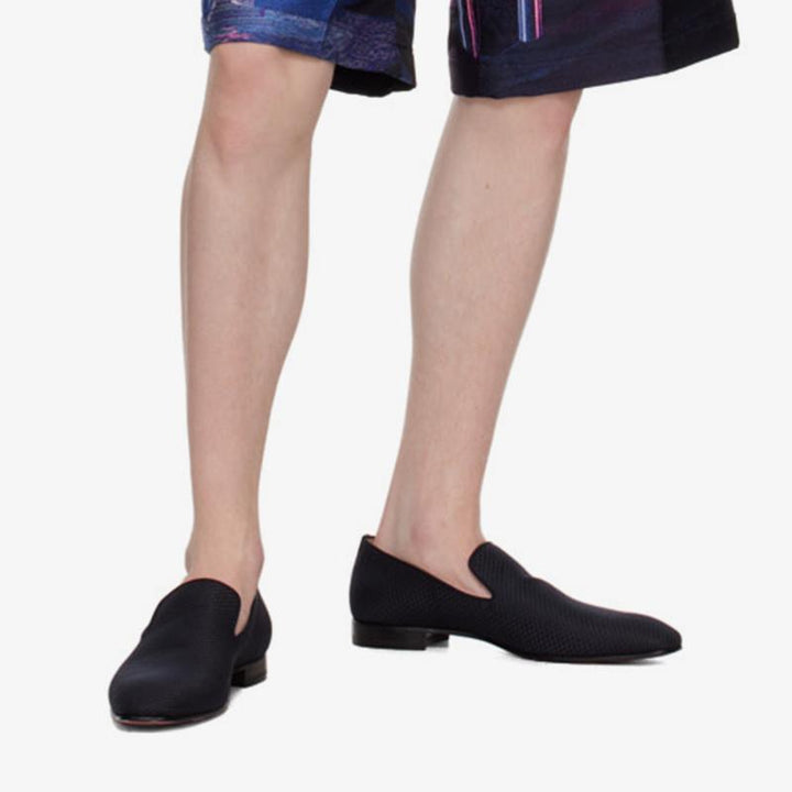 Navy Blue Canvas Loafers - ARNO CONTI