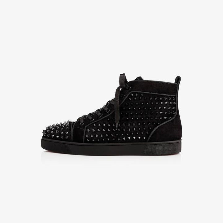 Spikes Black Calkf Suede High-top Sneakers - ARNO CONTI