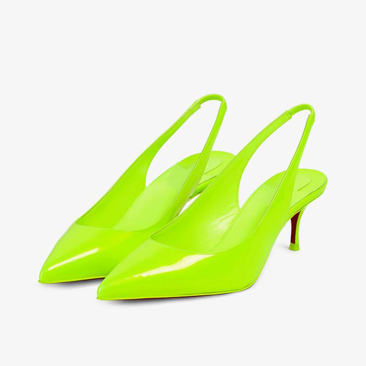 Fluo Green Patent Leather Slingback Pump - ARNO CONTI