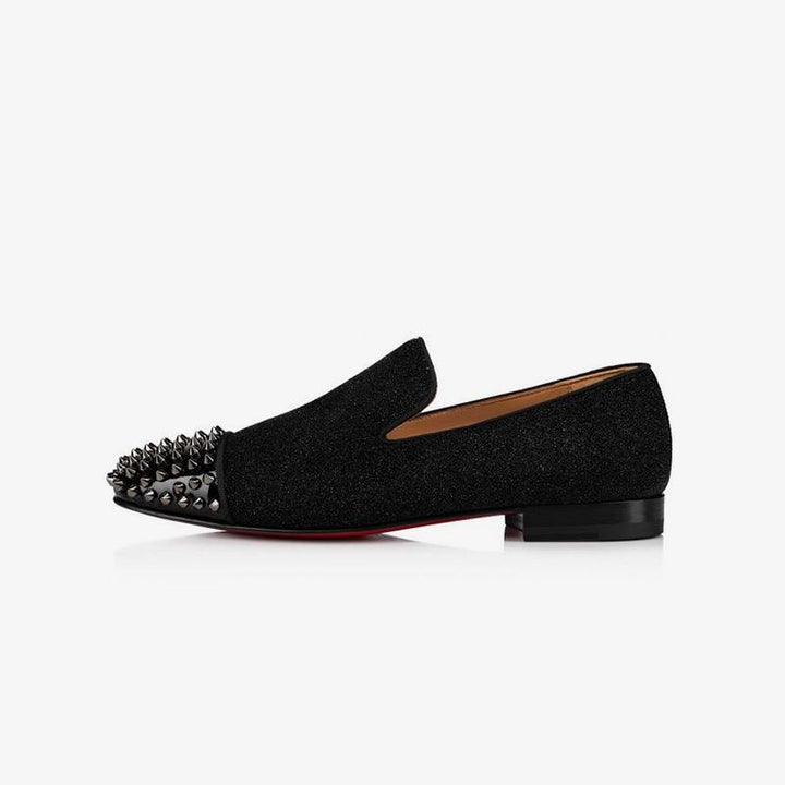 Fabric Glitter Loafer Flat Studs Patent Rivets - ARNO CONTI