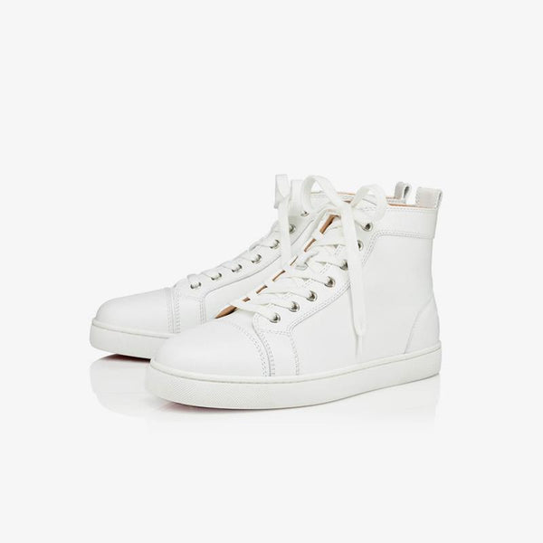Leather lassic Men's White High Top Sneakers - ARNO CONTI