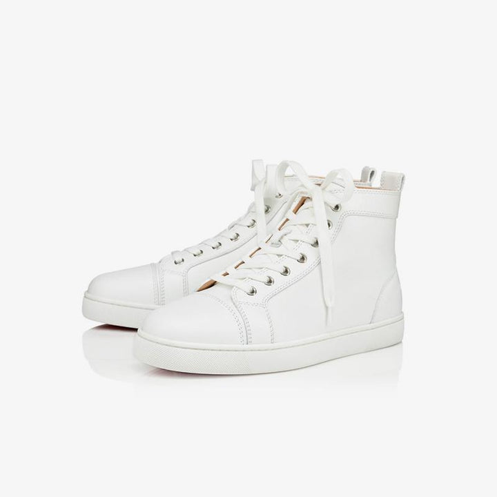 Leather lassic Men's White High Top Sneakers - ARNO CONTI