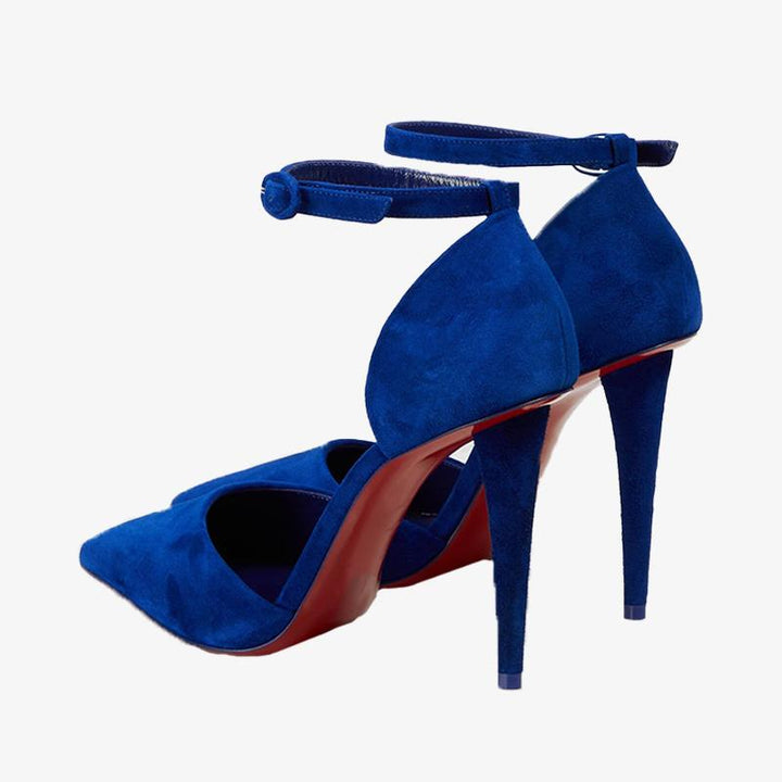 Trendy Blue Suede Ankle Strap Pump - ARNO CONTI