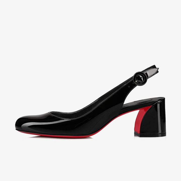 Refined Black Patent Leather Pumps with Slanted - ARNO CONTI