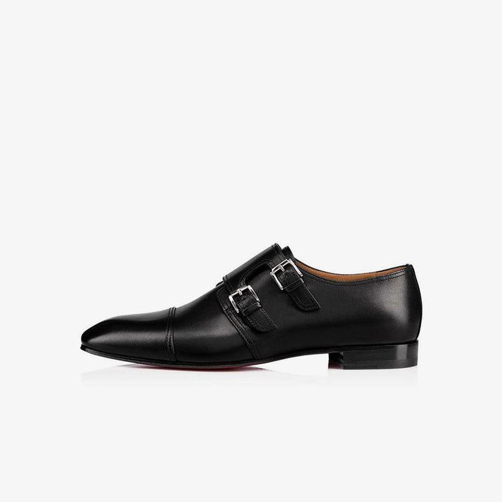 Classic Black Double Buckle Leather Shoes - ARNO CONTI