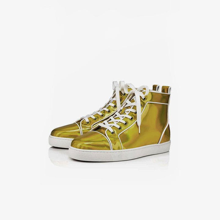 Golden Metallic Lace Up Sneakers - ARNO CONTI