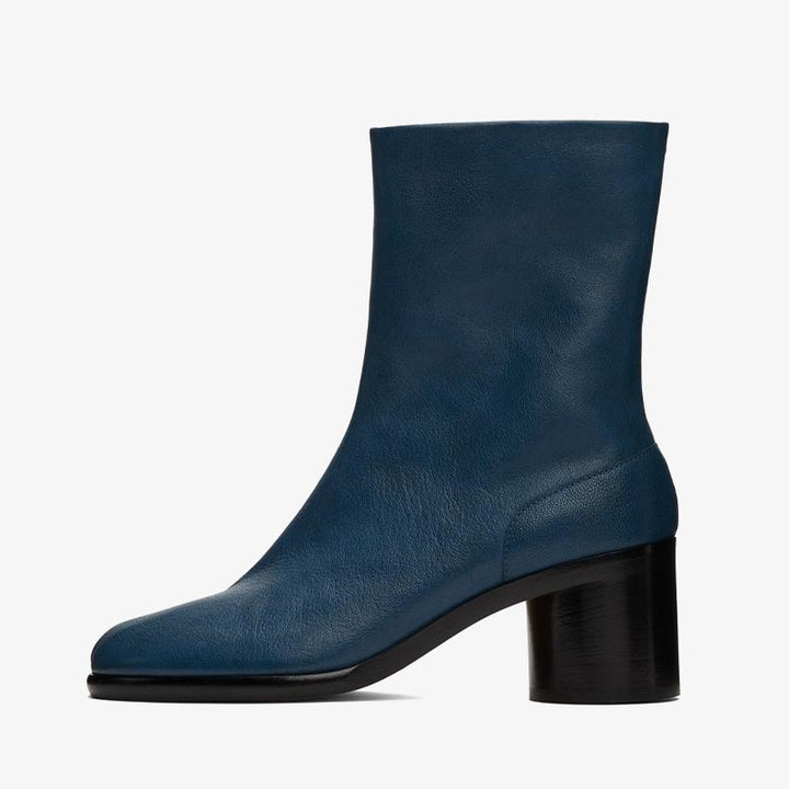 Navy Grained Leather Ankle Boots - Arno Conti Shoe