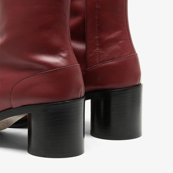 Red Calf Leather Split-Toe Ankle Boots - Arno Conti Shoe
