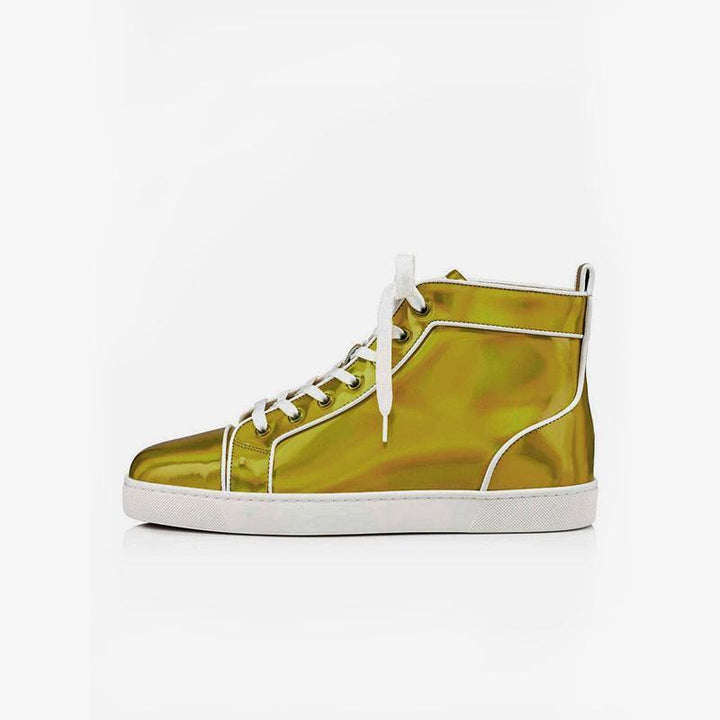 Golden Metallic Lace Up Sneakers - ARNO CONTI