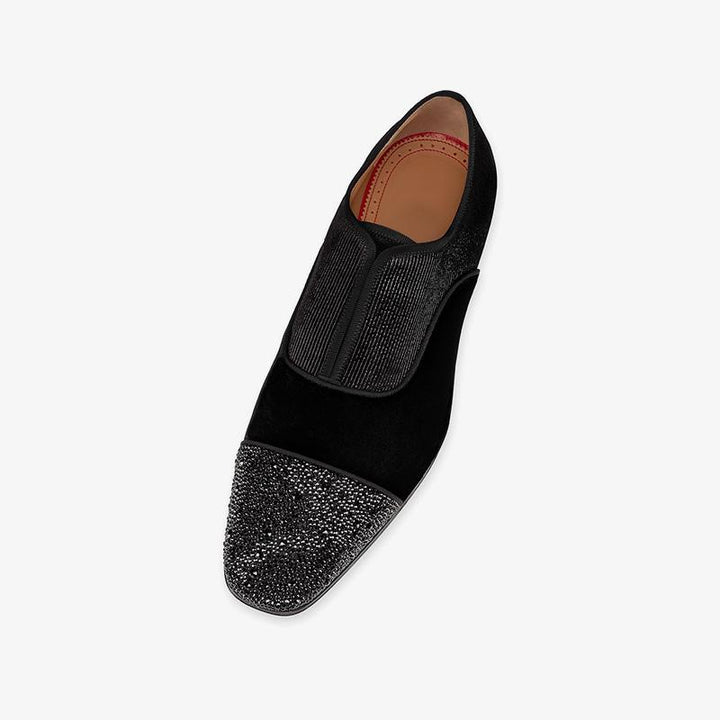 Oxford Flat Rhinestone Slip-On Velvet Fabric - ARNO CONTI