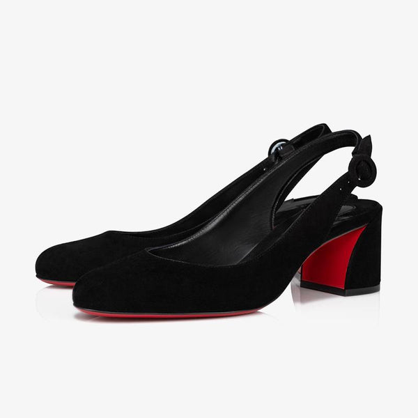 Unique Black Suede Slingback Pumps - ARNO CONTI