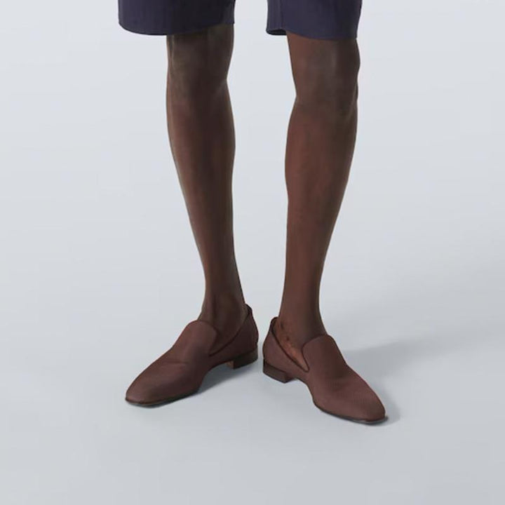 Brown Fabric Slip On Loafers Calf - ARNO CONTI