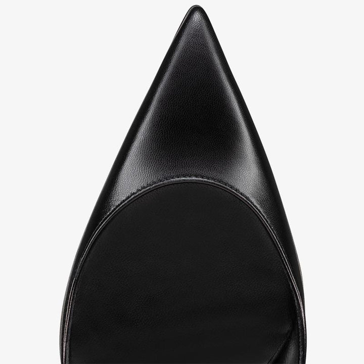 Unique Black Leather Pump with Slanted Heel - ARNO CONTI