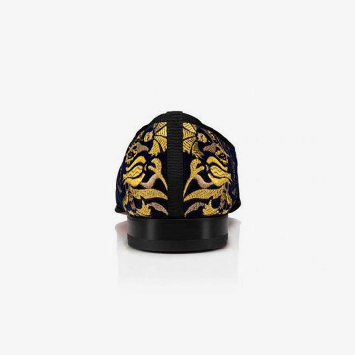 Velvet Slip-ons Men Gold Embroidered Loafers - ARNO CONTI