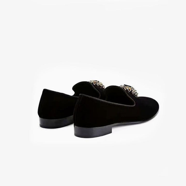 Black rhinestone-embellished Suede Loafers - Arno Conti Shoe