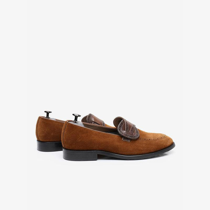 Elegant Suede Loafers with Decorative Straps - Arno Conti Shoe