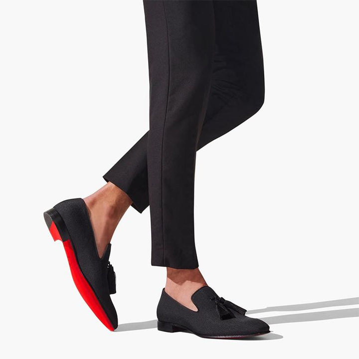 Tassel Fabric Flat Loafers Calf Shoes - ARNO CONTI