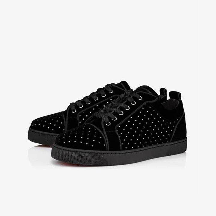 Silver Embellished Sneakers Leather Round Toe - ARNO CONTI