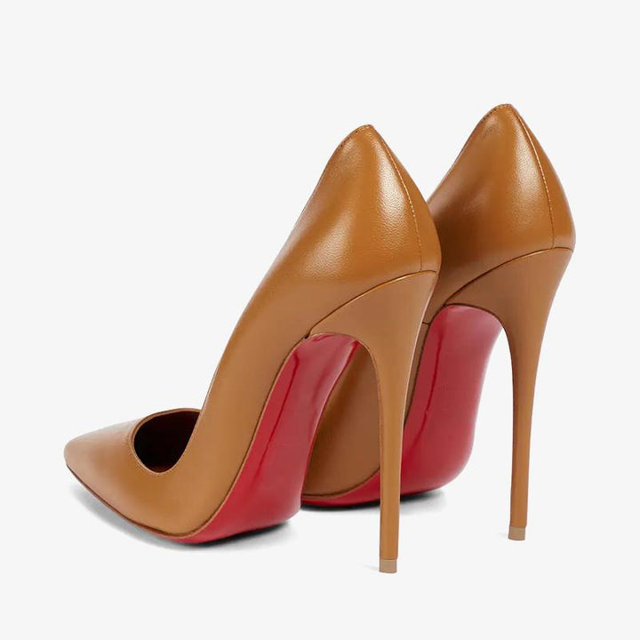 Brown Leather 120mm Stiletto Pump - ARNO CONTI