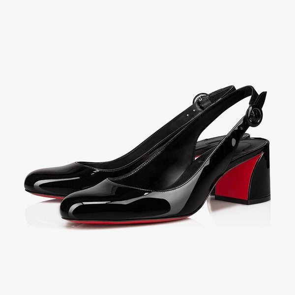 Refined Black Patent Leather Pumps with Slanted - ARNO CONTI