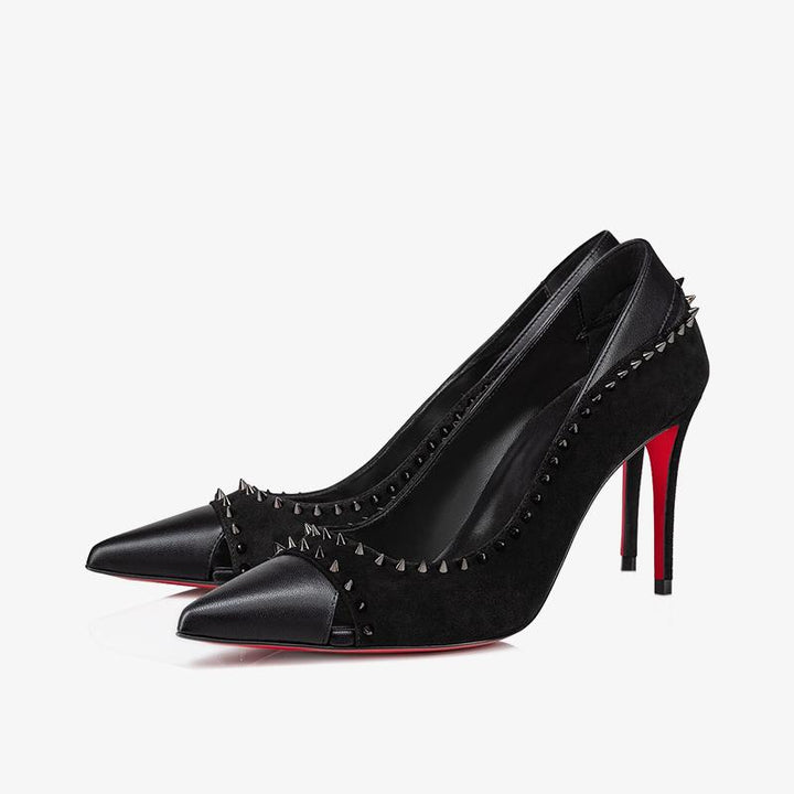 Black Spiked Pump Heel - ARNO CONTI