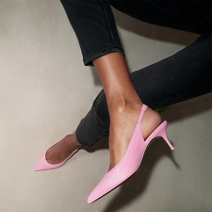 Modern Pink Leather Slingback Pump - ARNO CONTI