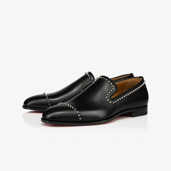 Studded Flat Loafers Calfskin Leather Spikes - ARNO CONTI