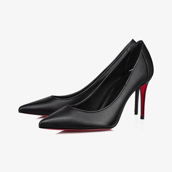 Black Leather Pointed Toe Pump - ARNO CONTI