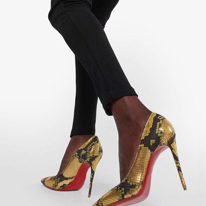 Golden Metallic Snake Print Pump - ARNO CONTI