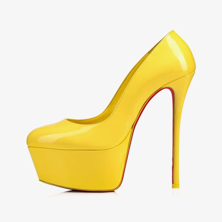 Yellow Patent Leather Pump with 140mm Heel - ARNO CONTI