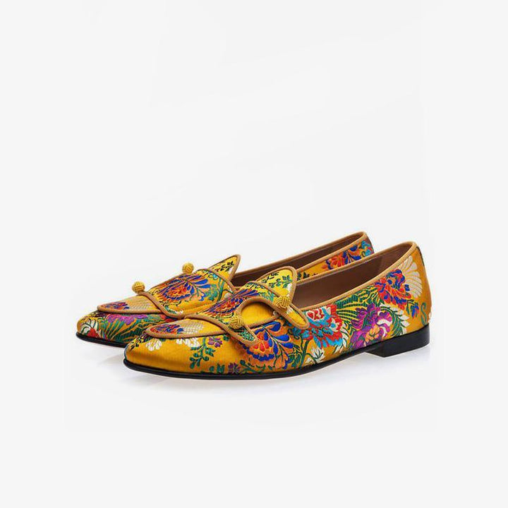 Embroidered Silk Loafers - Arno Conti Shoe