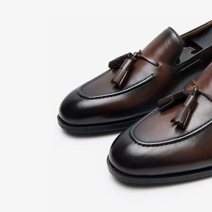 Cowhide Slip-On Loafers with Tassel Detail - Arno Conti Shoe
