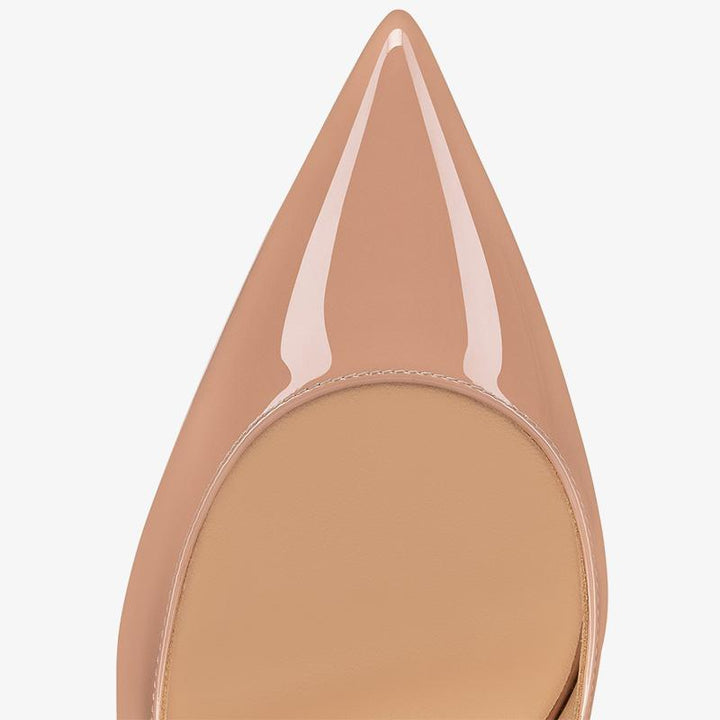 Beige Patent Leather Slingback Pumps - ARNO CONTI