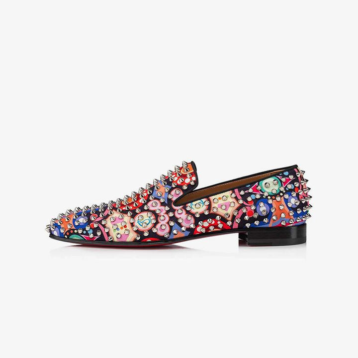 Multi-color Spiked Printed Loafers Shoes Floral - ARNO CONTI