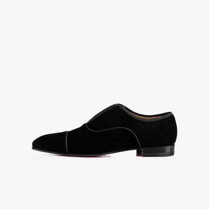 Men's Black Velvet Loafers with Open Uppers - ARNO CONTI