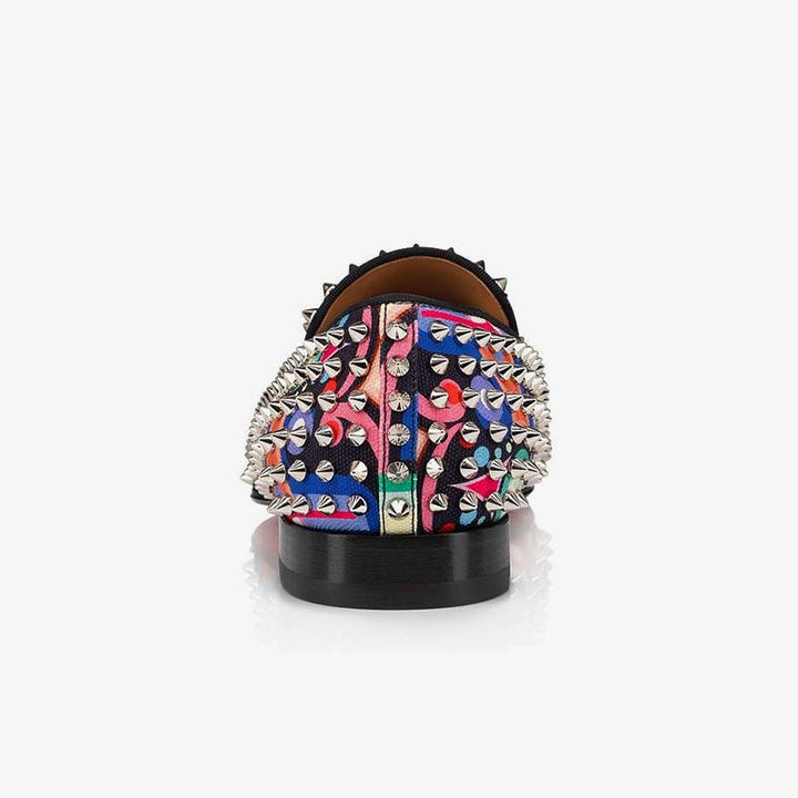 Multi-color Spiked Printed Loafers Shoes Floral - ARNO CONTI