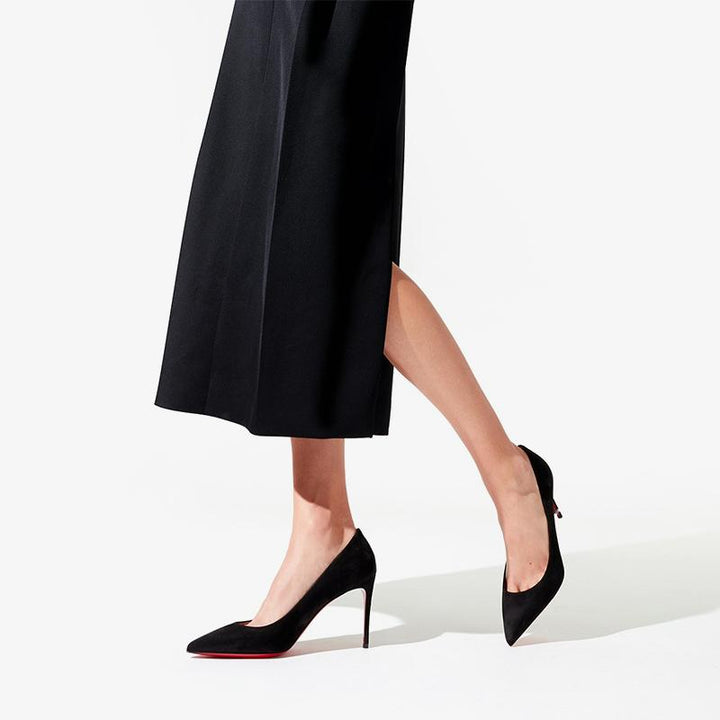Black Calf Suede Pointed Toe Pumps - ARNO CONTI