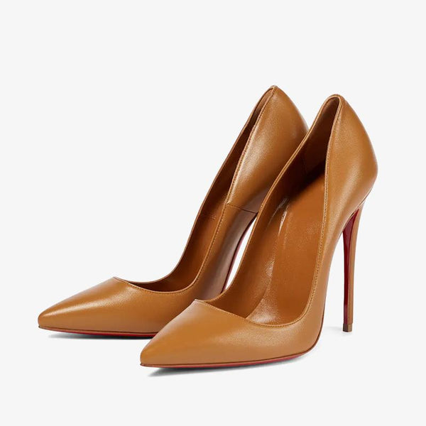 Brown Leather 120mm Stiletto Pump - ARNO CONTI
