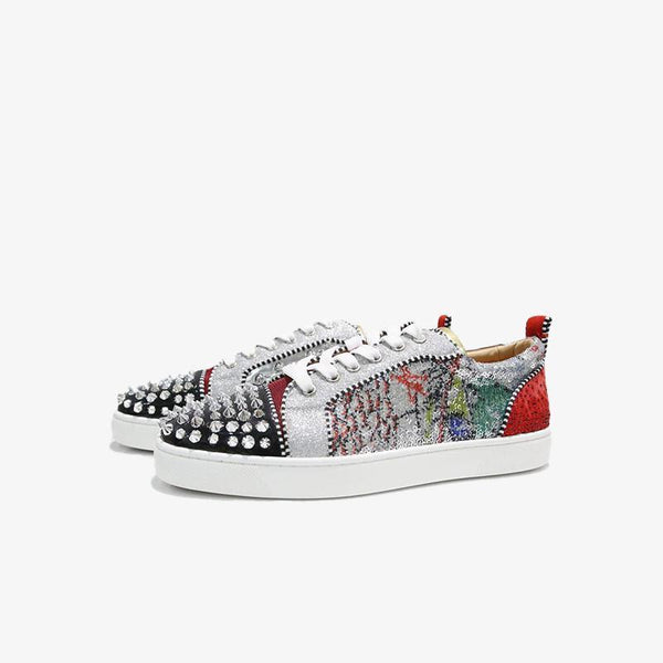 Studded Multicolor Patchwork Sneakers - ARNO CONTI