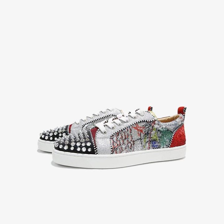 Studded Multicolor Patchwork Sneakers - ARNO CONTI