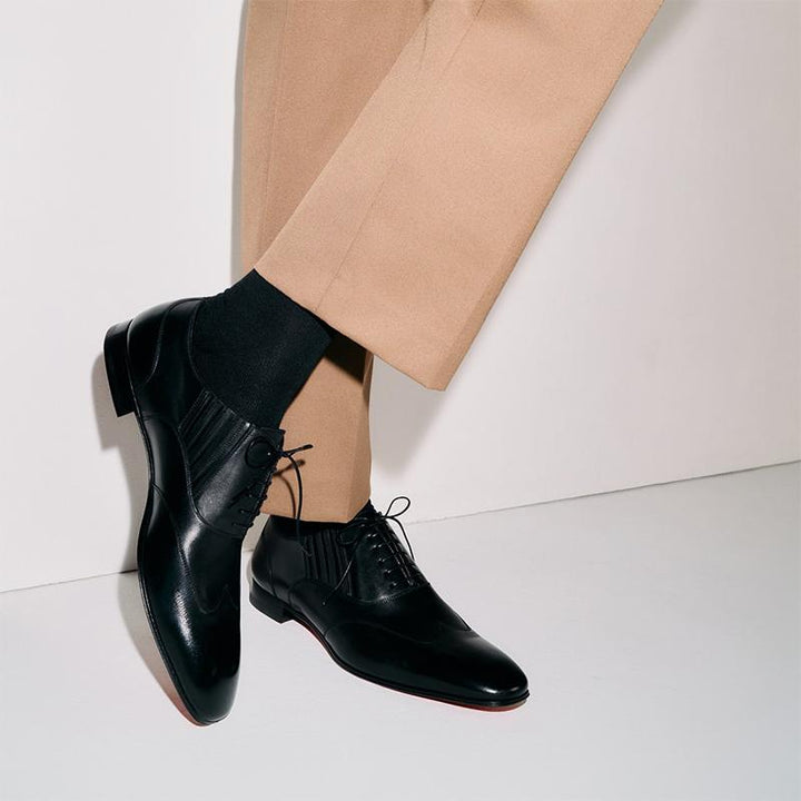 Black Layout Cut Lace-up Shoes - ARNO CONTI