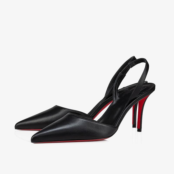 Black Leather Pointed Toe Pumps - ARNO CONTI