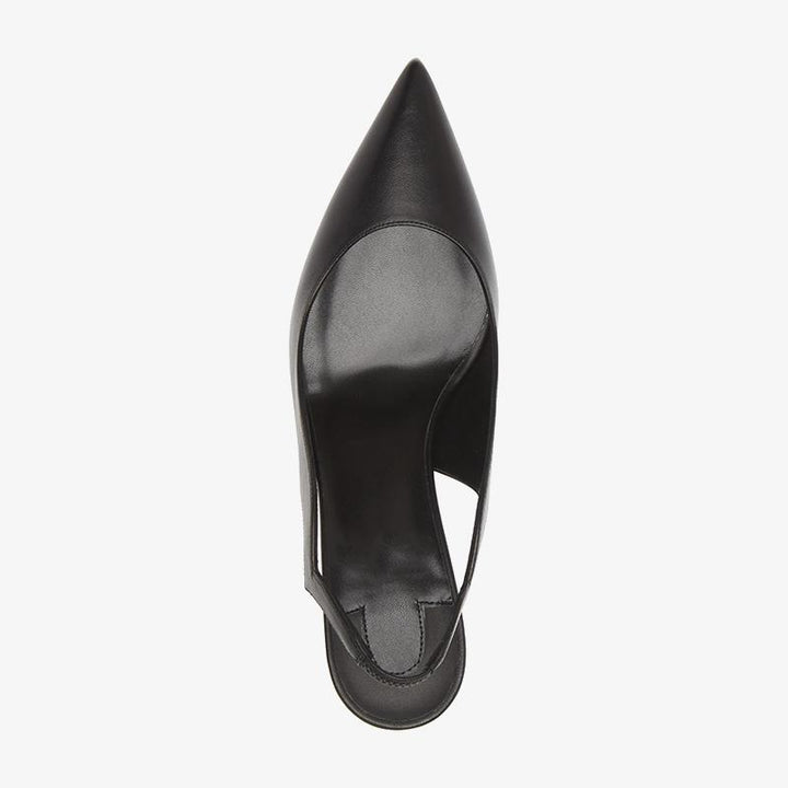 Refined Black Scalloped Slingback Pumps - ARNO CONTI