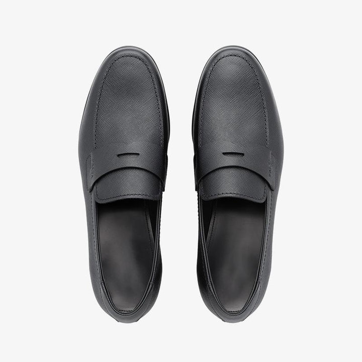 Men Penny Black Flats Calf Loafers - Arno Conti Shoe
